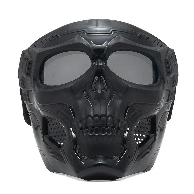 Skull Full Face Motorcycle Mask with Colored Goggle