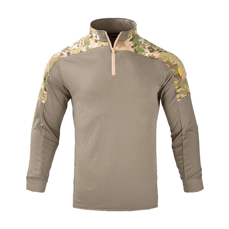 Men's Tactical Long Sleeve Shirt 1/4 Zip Quick-Dry Combat Top