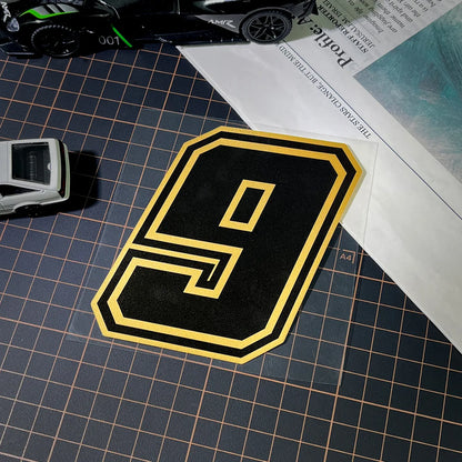 Gold Arabic Numeral Motorcycle Sticker – Vinyl Decal 10cm