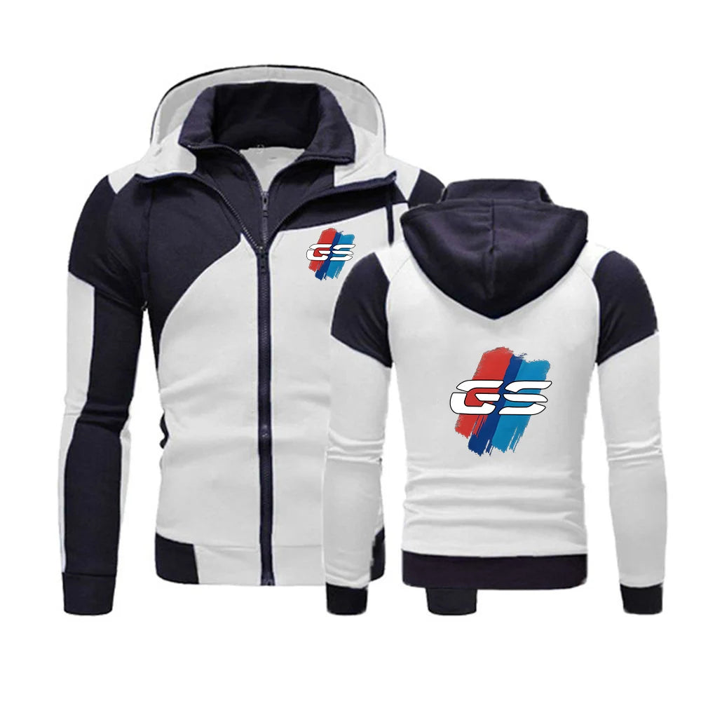 GS Adventure Slim-Fit Zip Hoodie – Men's Patchwork Colorblock Jacket