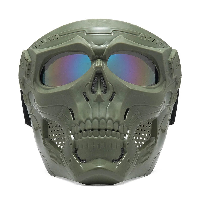 Skull Full Face Motorcycle Mask with Colored Goggle