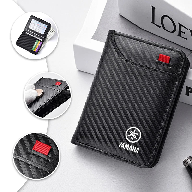 Carbon Fiber Motorcycle Card Wallet – Slim PU Leather Purse