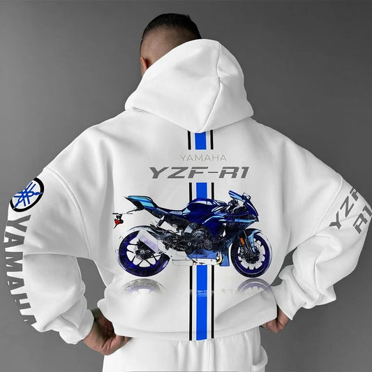 Motorcycle Oversized Cotton Hoodie – Unisex All-Season Sportswear