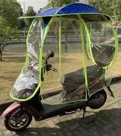 Removable Canopy for E-Bikes & Electric Scooters – Thickened Rain & Sun Cover Metal Bracket Mirror Mount