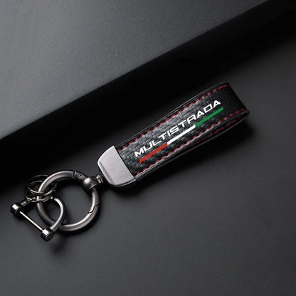 Carbon Fiber Motorcycle Keychain – Multistrada Strap Key Pendant