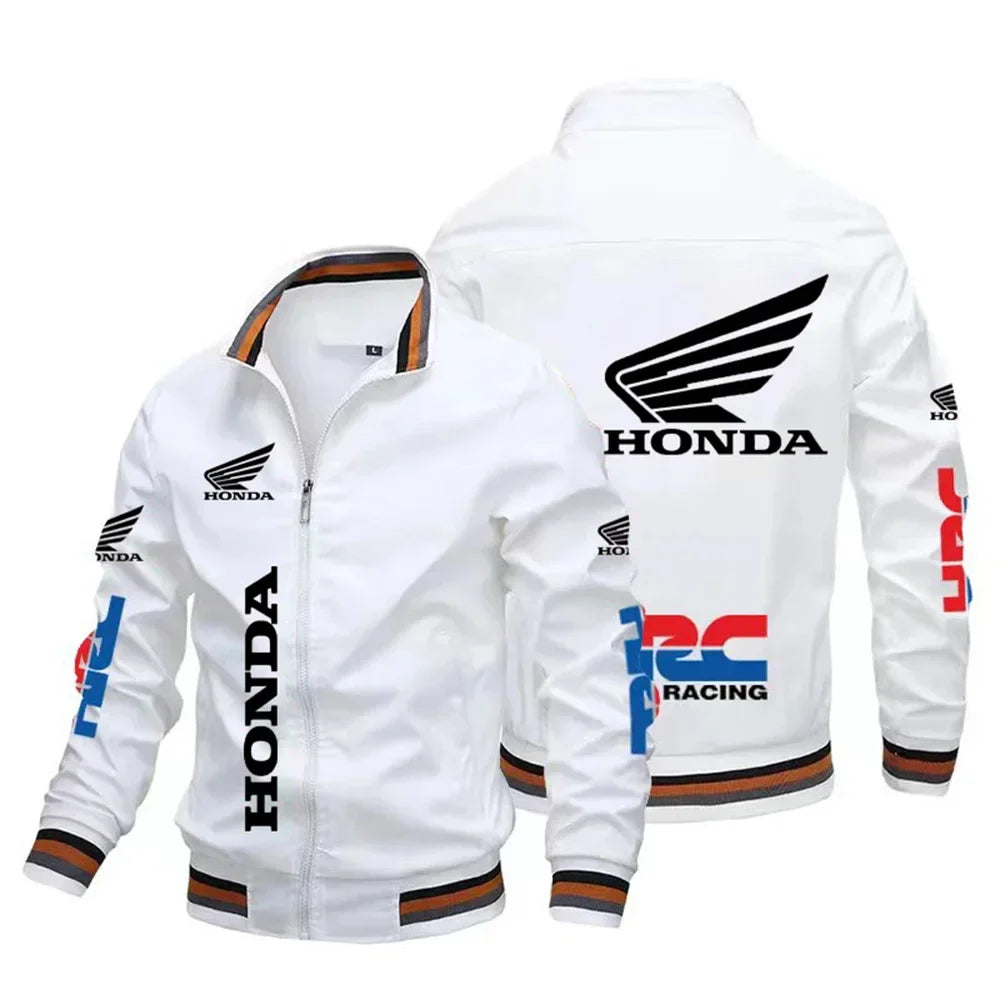 Motorcycle Pattern Bomber Jacket – Casual Sport Baseball Jacket for Men