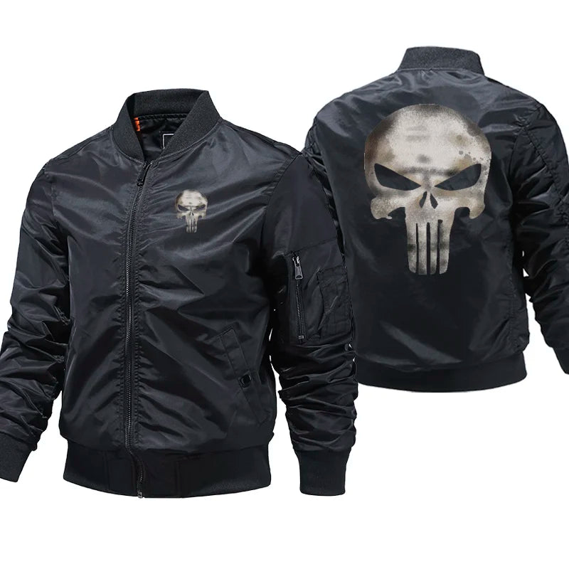 Skull Print Pilot Bomber Jacket – Men's MA-1 Flight Coat