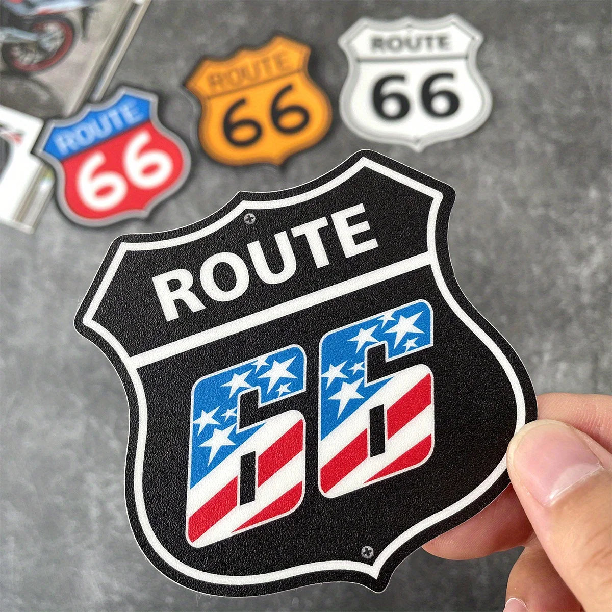 Route 66 Frosted Motorcycle Sticker – Waterproof UV-Resistant Decal