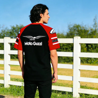 Men's Motorcycle Streetwear T-Shirt – Racing Stripes Breathable Short Sleeve Tee