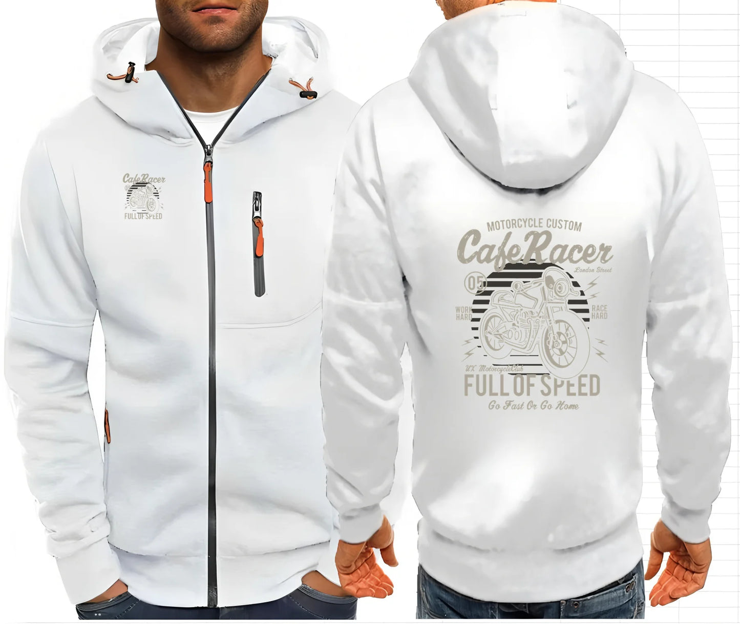 Cafe Racer Full of Speed Vintage Motorcycle Zip Hoodie