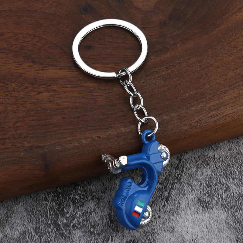 Mini Scooter Keychain – Vintage 3D Metal Moped Key Ring