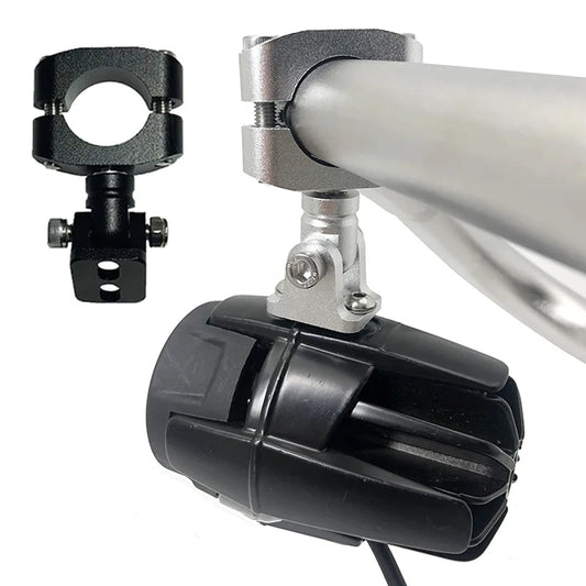 CNC Aluminum Motorcycle Spotlight Clamp Bracket – 22–25mm Tube Mount, Adjustable Pivot