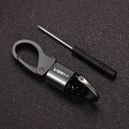 Motorcycle Leather Hand-Woven Keychain – Aluminum Alloy Key Ring