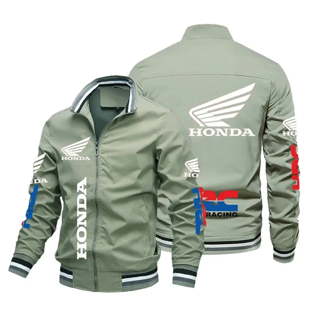 Motorcycle Pattern Bomber Jacket – Casual Sport Baseball Jacket for Men