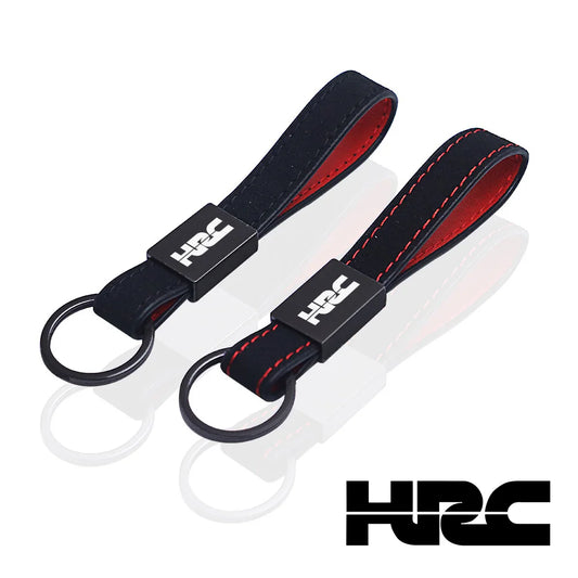 Racing Leather Motorcycle Keychain – Stitched Strap with Metal Clasp