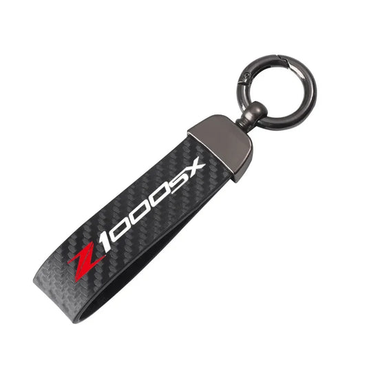 Carbon Fiber Motorcycle Keychain – Premium Leather Strap Key Ring
