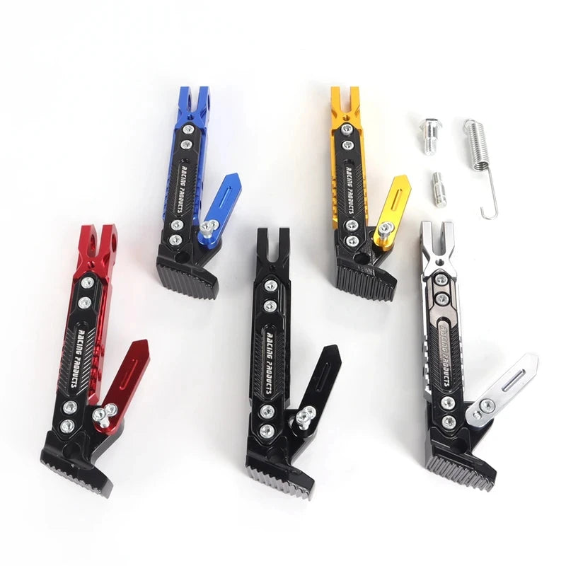 Adjustable CNC Aluminum Motorcycle Side Kickstand – Universal Parking Stand | 5 Colors