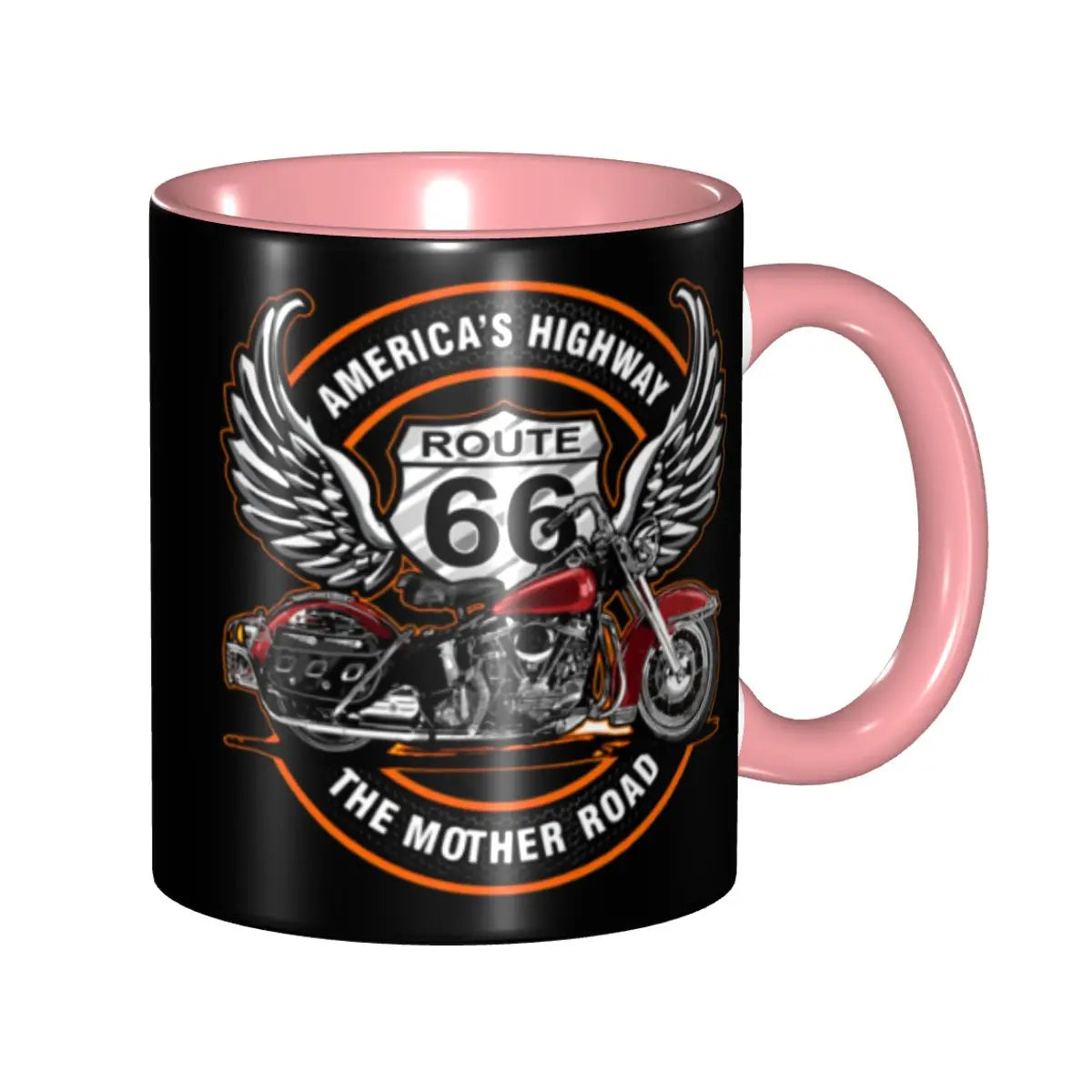 Route 66 Motorcycle Ceramic Coffee Mug | America's Highway Biker Gift