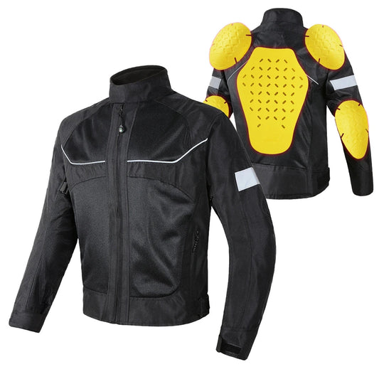 Summer Mesh Motorcycle Jacket – Reflective | 5 Protective Pads | M–5XL