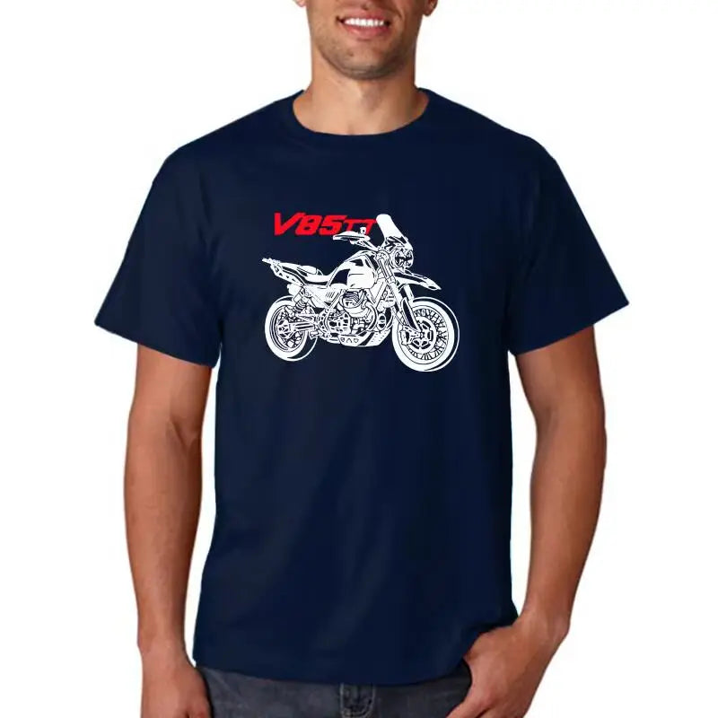 Men's Cotton Motorcycle T-Shirt — Graphic Biker Tee