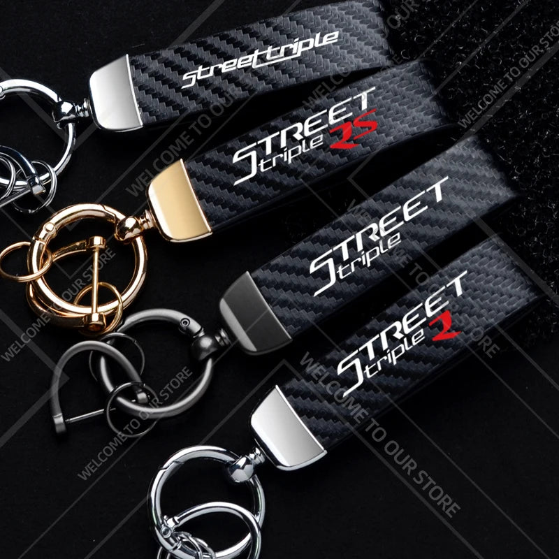 Motorcycle Logo Keychain – Zinc Alloy & PU Leather Rider Key Ring