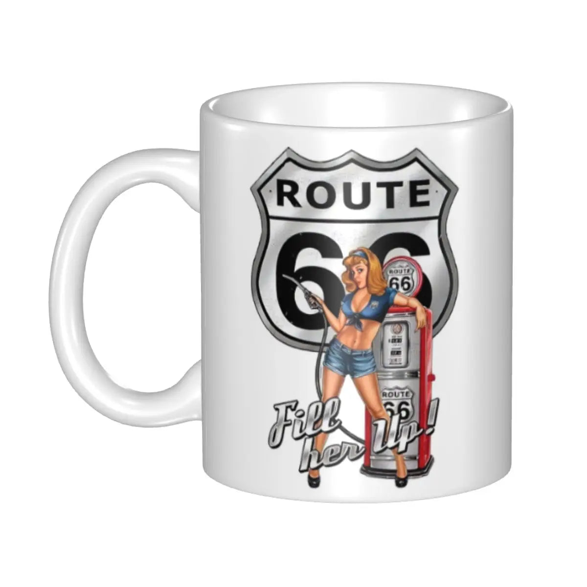 Route 66 Biker Mug – Vintage Motorcycle Ceramic Coffee Cup