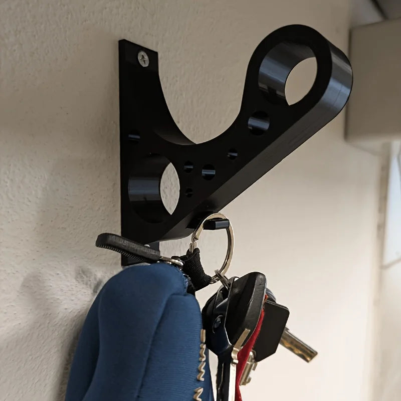 3D Print Motorcycle Helmet Wall Holder – Double Ring Slot with Key Hook