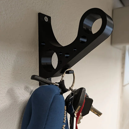 3D Print Motorcycle Helmet Wall Holder – Double Ring Slot with Key Hook