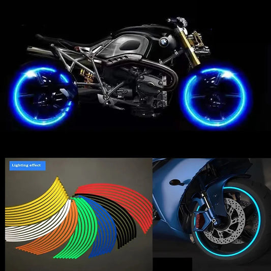 Reflective Motorcycle Wheel Rim Stripe Stickers – 16 Pcs