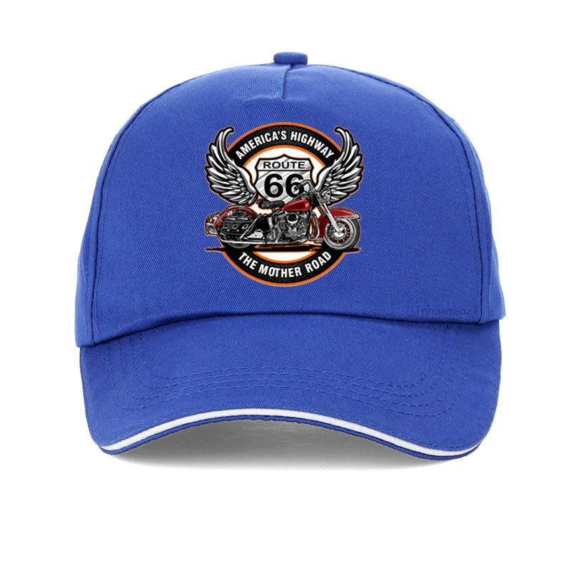 Route 66 Motorcycle Snapback Cap – Unisex Adjustable Baseball Hat