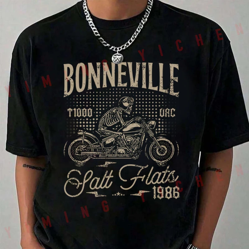 Vintage Motorcycle Salt Flats Graphic T-Shirt – Quick-Dry Moto Tee