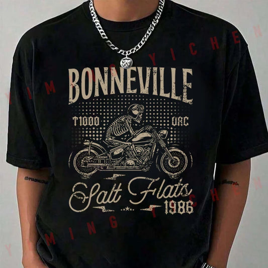 Vintage Motorcycle Salt Flats Graphic T-Shirt – Quick-Dry Moto Tee