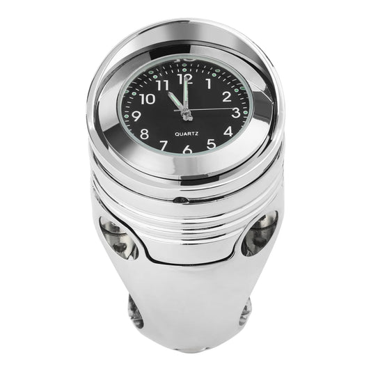 Chrome Handlebar Mount Clock — Billet Aluminum, 1-1/4" Fit