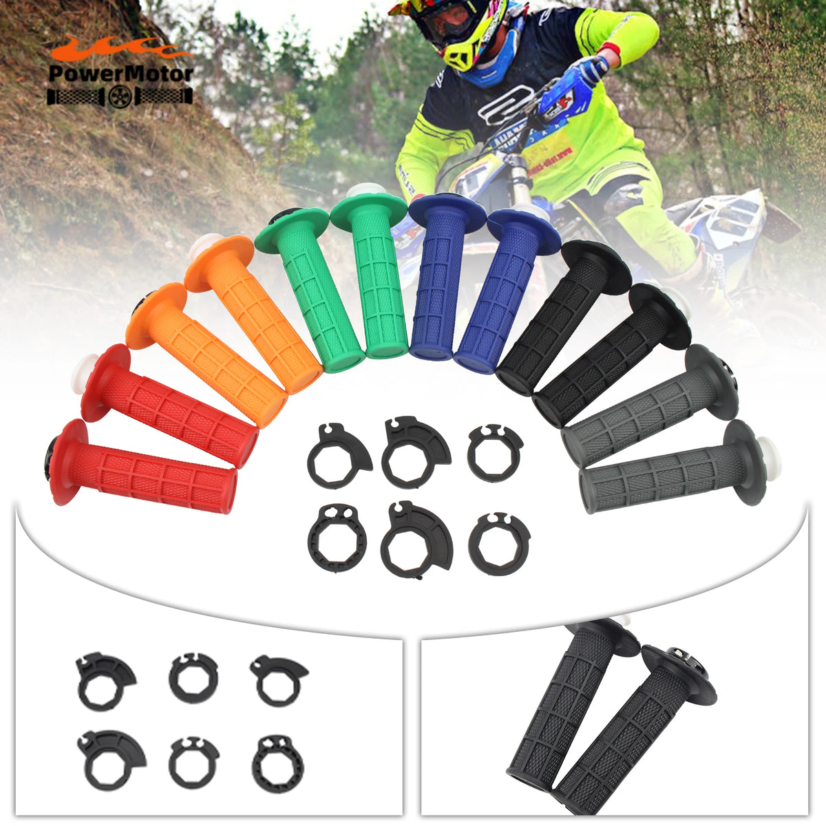 Puños de manillar Enduro con cierre – 7/8" 22mm con leva de encaje para moto todoterreno