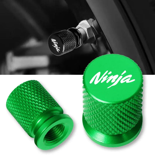 CNC Aluminum Motorcycle Tire Valve Stem Caps – Ninja Logo | 2PCS