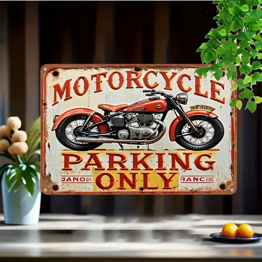 Motorcycle Parking Only Vintage Metal Sign – Retro Aluminum Wall Plaque