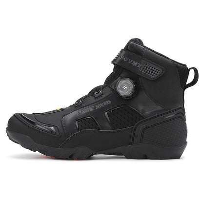 Men's Leather Motorcycle Ankle Boots – Breathable Anti-Slip Windproof Riding Shoes