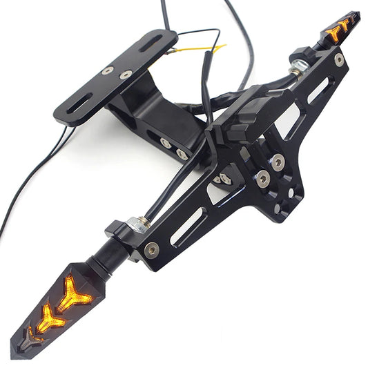 CNC Aluminum Motorcycle License Plate Frame with LED Light – Universal Fit