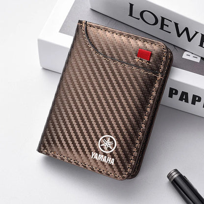 Carbon Fiber Motorcycle Card Wallet – Slim PU Leather Purse