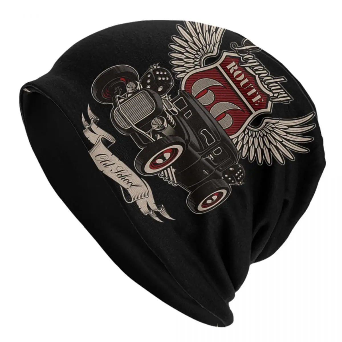 Route 66 Motorcycle Beanie Hat – Knitted Skull Cap for Riders