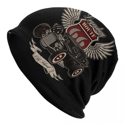 Route 66 Motorcycle Beanie Hat – Knitted Skull Cap for Riders