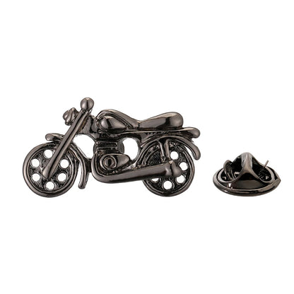 3D Motorcycle Lapel Pin – Hollow-Out Cruiser Badge in Black Gun Metal