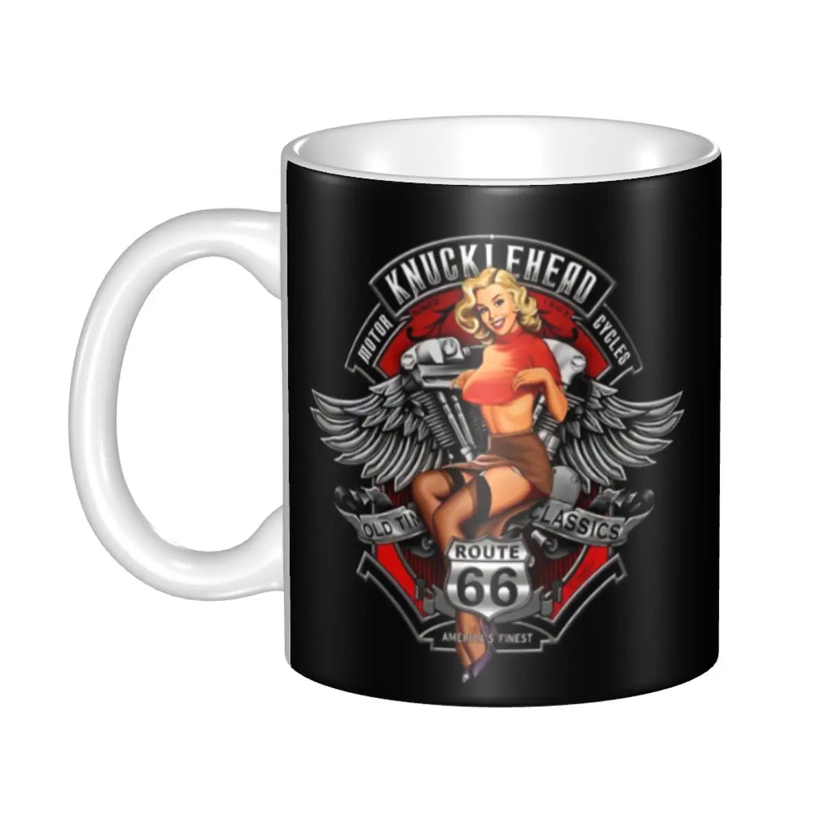 Route 66 Biker Mug – Vintage Motorcycle Ceramic Coffee Cup