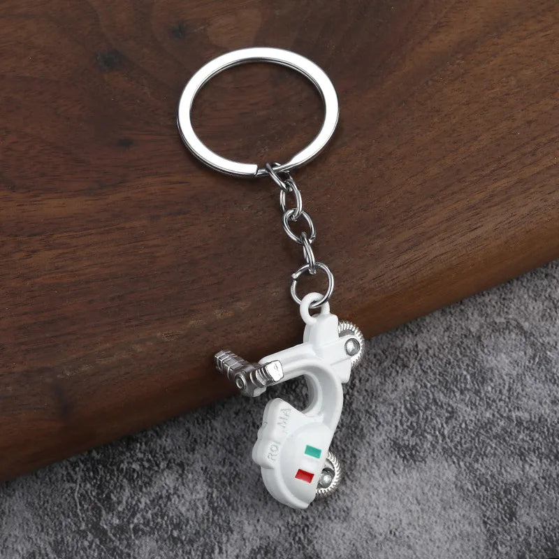 Mini Scooter Keychain – Vintage 3D Metal Moped Key Ring