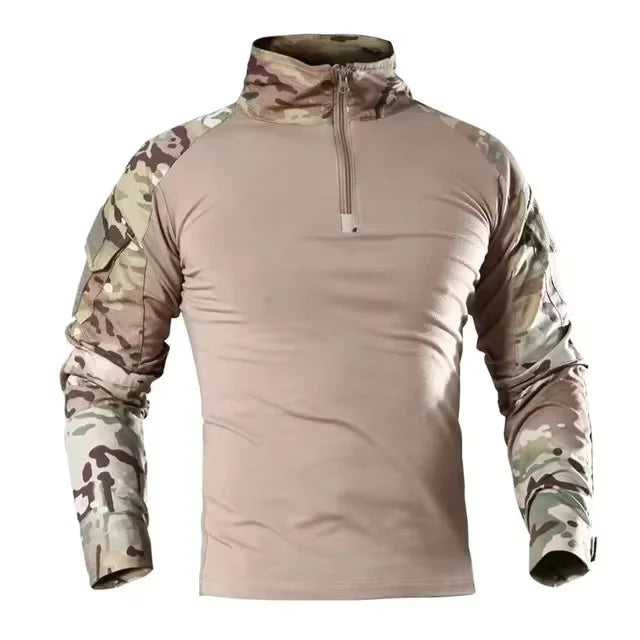 Men's Tactical Long Sleeve Hiking Shirt – Breathable Outdoor Camouflage Top