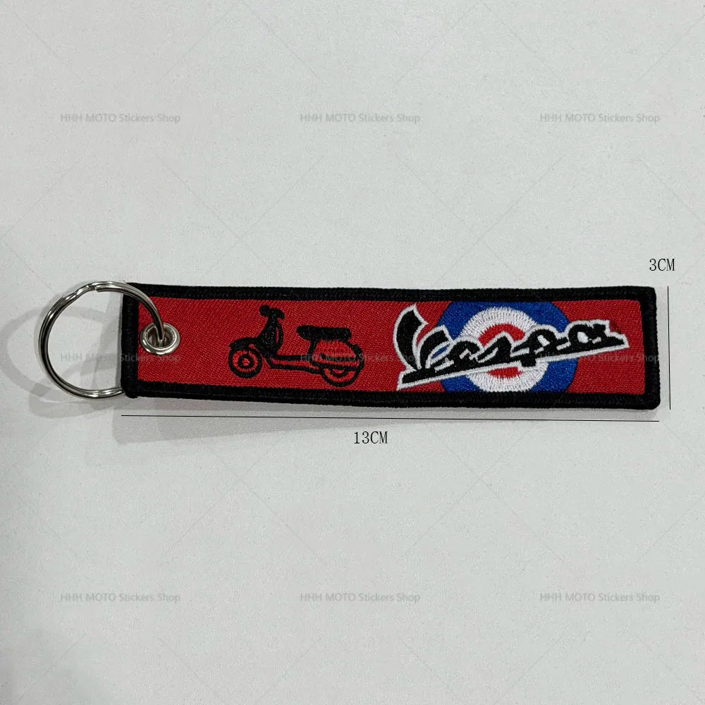 Double-Side Embroidered Motorcycle Keychain | Moto Key Strap Pendant