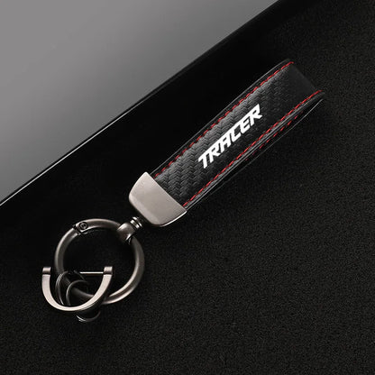 Carbon Fiber Motorcycle Keychain – Premium Leather Keyring for Riders