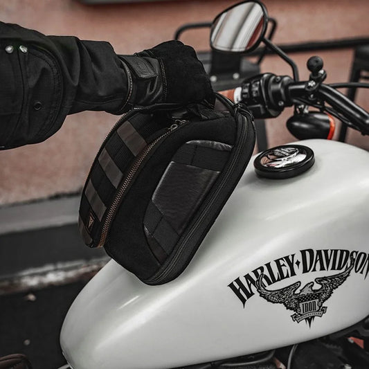 Magnetic Motorcycle Tank Bag – Expandable Retro Leather 3L–5L