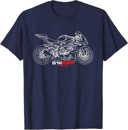 バイク ストリートウェア Tシャツ 綿100% クルーネック 半袖 – メンズ