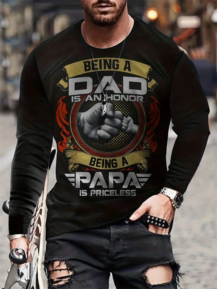 Vintage Motorcycle Print Long Sleeve T-Shirt – Men’s Moto Enthusiast Top, 6 Designs